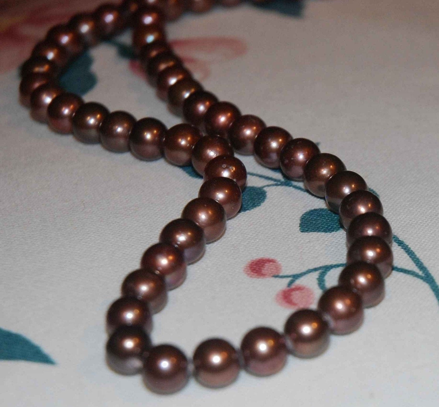 half strand Genuine Round Chocolate Pearl-----7-8mm round AA quality--20 pcs