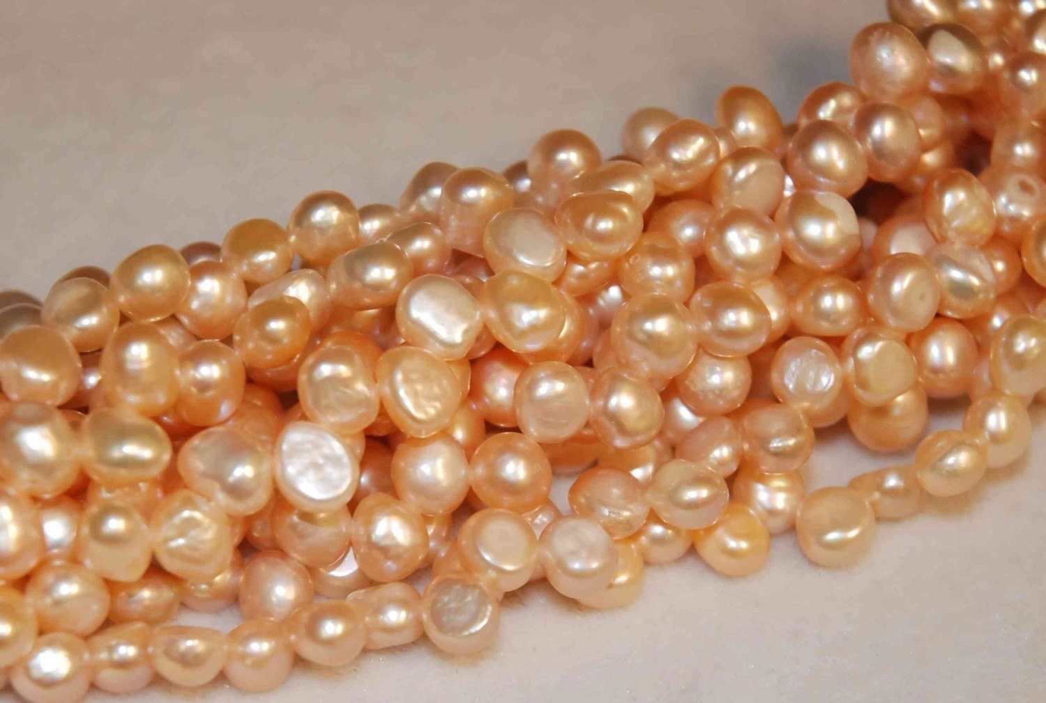 Corn Pearl Dancing Pearl Baroque Pearl Freshwater Pearl peach color 7mm ----16'' full strand briolette-----Wholesale promotion