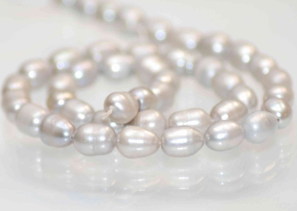 Rice Pearl Baroque Pearl Freshwater Pearl platinum silver 7X9mm----15 inches full strand----wholesale deal