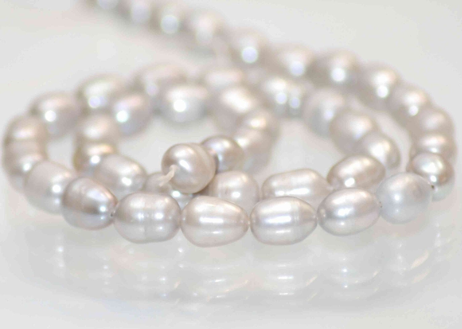 Rice Pearl Baroque Pearl Freshwater Pearl platinum silver 7X9mm----15 inches full strand----wholesale deal
