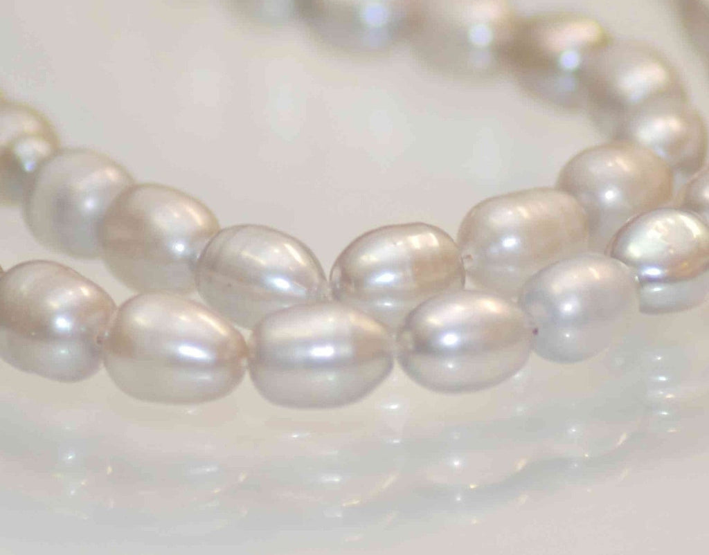 Rice Pearl Baroque Pearl Freshwater Pearl platinum silver 7X9mm----15 inches full strand----wholesale deal