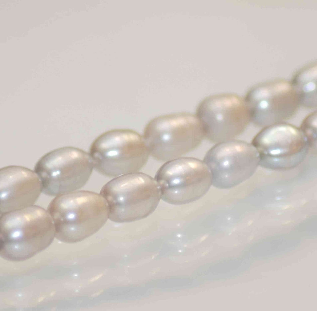 Rice Pearl Baroque Pearl Freshwater Pearl platinum silver 7X9mm----15 inches full strand----wholesale deal