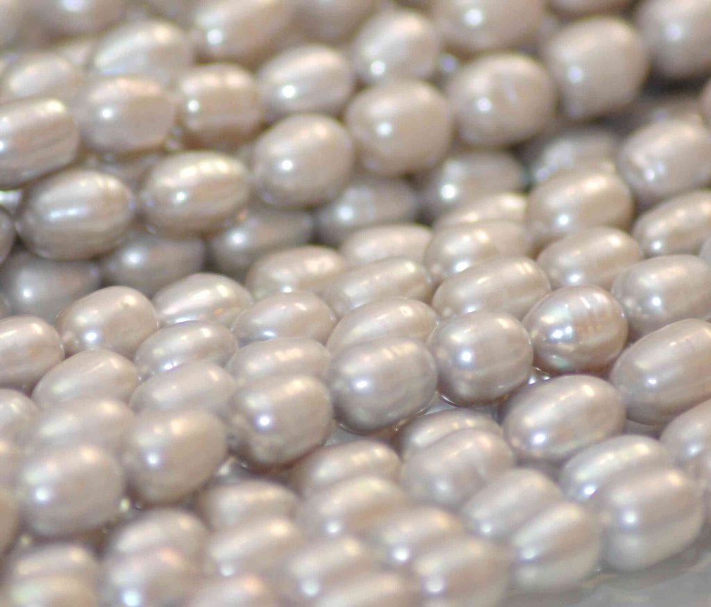 Rice Pearl Baroque Pearl Freshwater Pearl platinum silver 7X9mm----15 inches full strand----wholesale deal