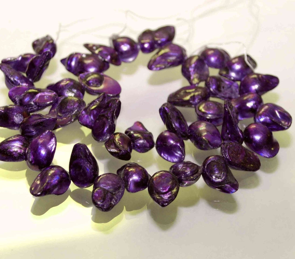 SALE! 10mmX20mm large 15" full strand teeth biwa dancing freshwater pearl, Purple color baroque pearl,---On Sale