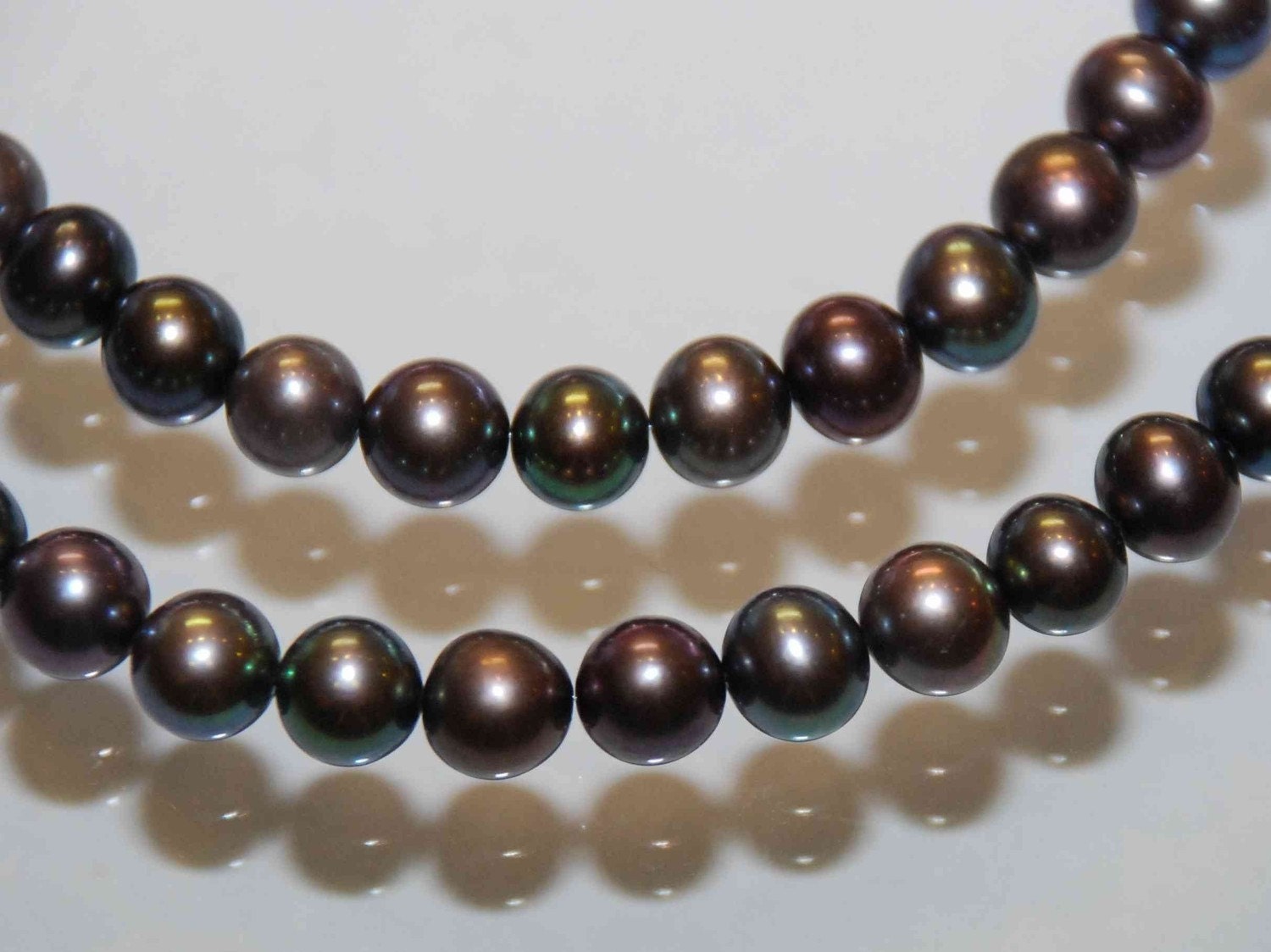 7mm AAA high quality Rainbow Peacock black Genuine Freshwater Pearl-----round potato half strand 7" 20pc---New arrival SALE