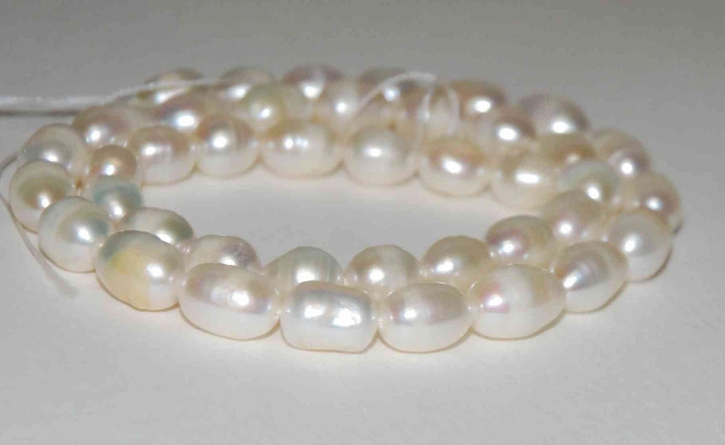 SALE 7-8mm Rice Pearl Baroque Pearl Freshwater Pearl White oval pearl strand----14 inches full Strand----#DR3002