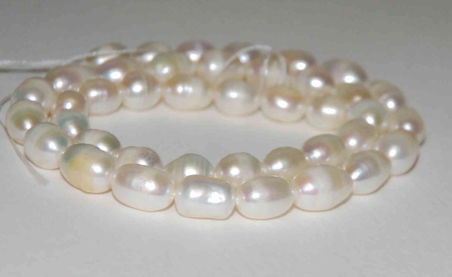 SALE 7-8mm Rice Pearl Baroque Pearl Freshwater Pearl White oval pearl strand----14 inches full Strand----#DR3002