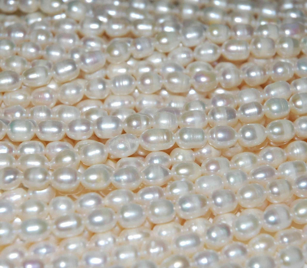 SALE 7-8mm Rice Pearl Baroque Pearl Freshwater Pearl White oval pearl strand----14 inches full Strand----#DR3002