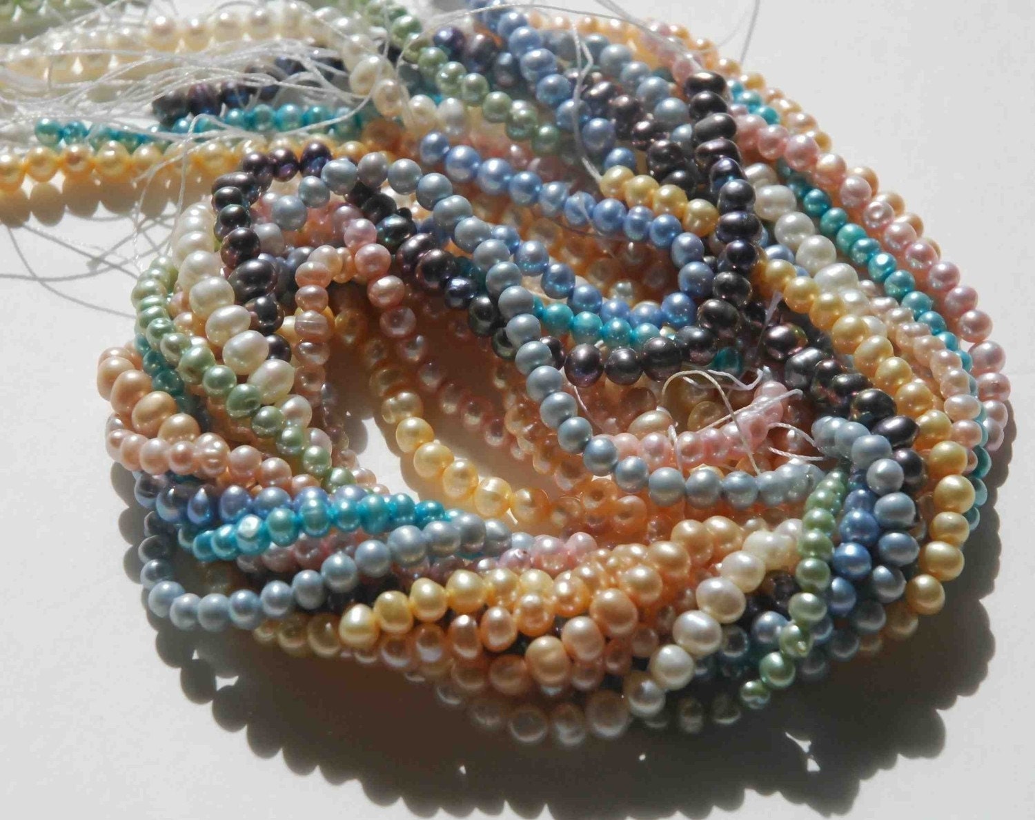 AA Tiny 3-4mm Seed Pearl Round Potato Pearl Freshwater Pearl silver blue pearl beads----15.5 inch full strand  #SD71008 HOT DEAL