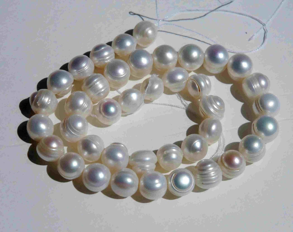 10-11mm Baroque round Freshwater Pearl white ivory color pearl beads full strand 15"  natural 40+ pieces -- promotion sale
