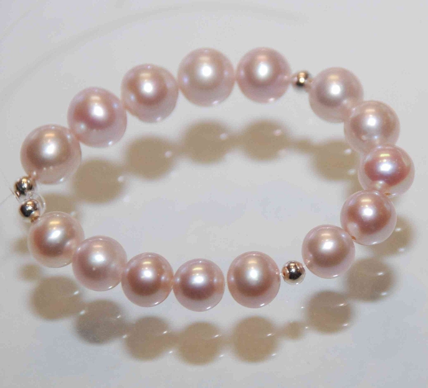 AAA+ 6.5-7mm Round Natural Baby Pink Genuine Freshwater Pearl, great luster and skin short strand 15 pcs pearl beads