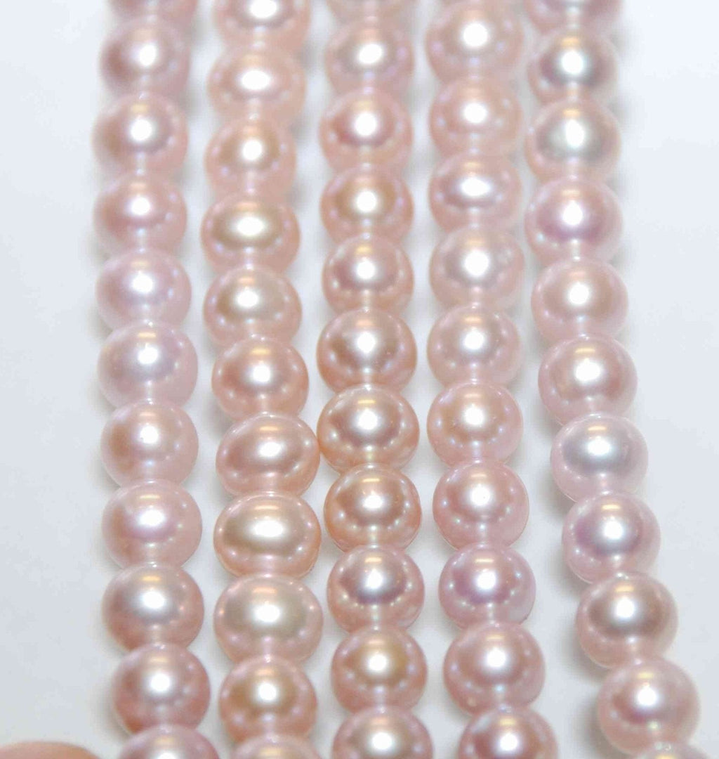 AAA+ 6.5-7mm Round Natural Baby Pink Genuine Freshwater Pearl, great luster and skin short strand 15 pcs pearl beads