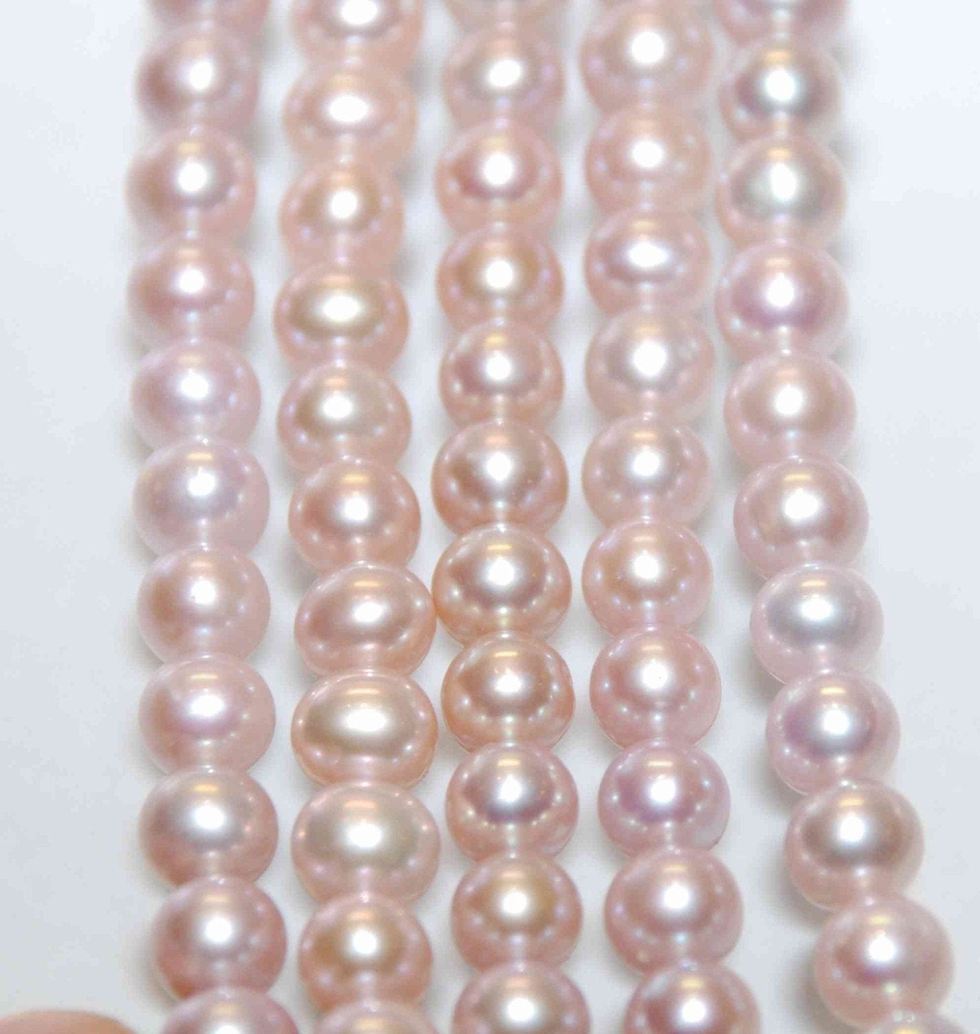 AAA+ 6.5-7mm Round Natural Baby Pink Genuine Freshwater Pearl, great luster and skin short strand 15 pcs pearl beads