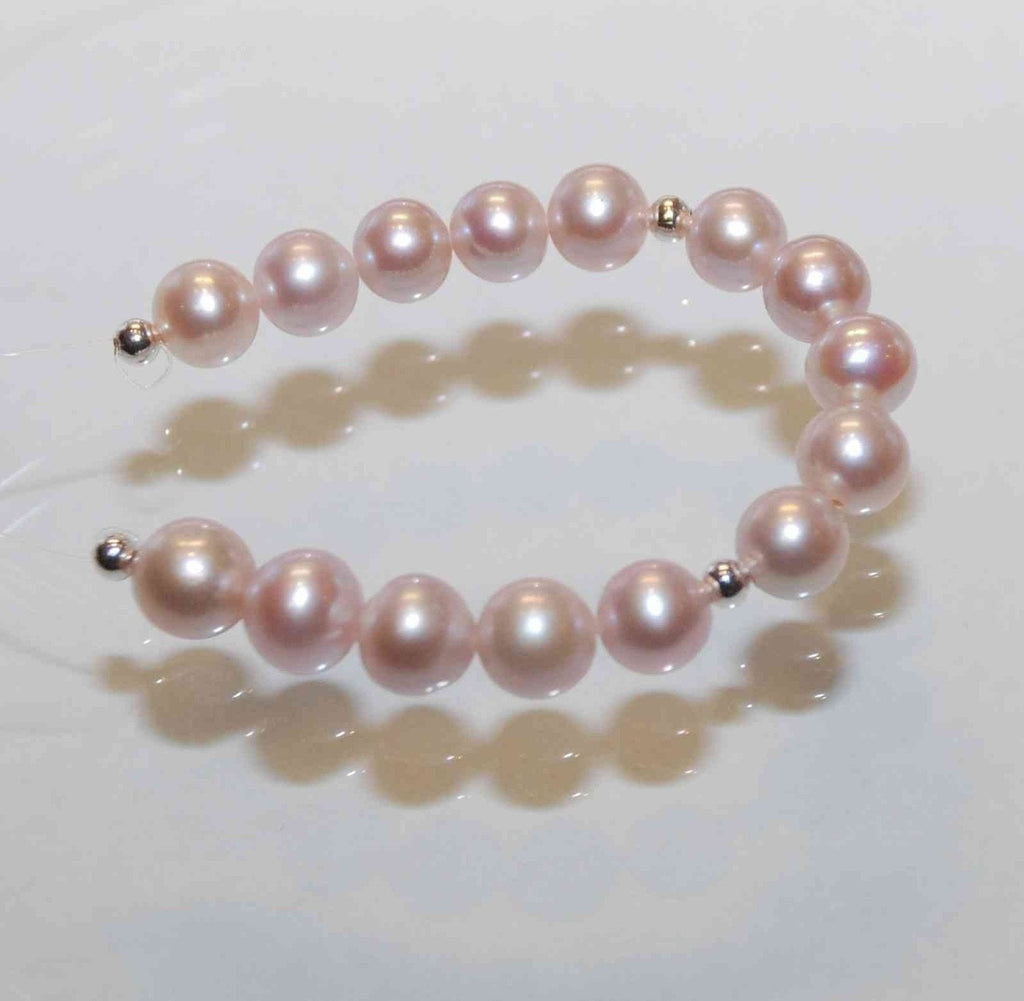 AAA+ 6.5-7mm Round Natural Baby Pink Genuine Freshwater Pearl, great luster and skin short strand 15 pcs pearl beads