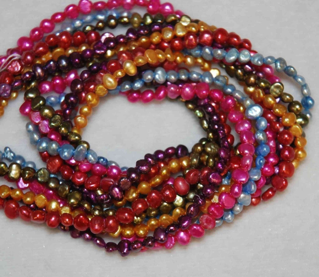 AAA 3-4mm Tiny Seed Corn Pearl, 15" full strand Freshwater Pearl 105 plus pc gold yellow loose pearl beads--#SD71004  New Arrival SALE