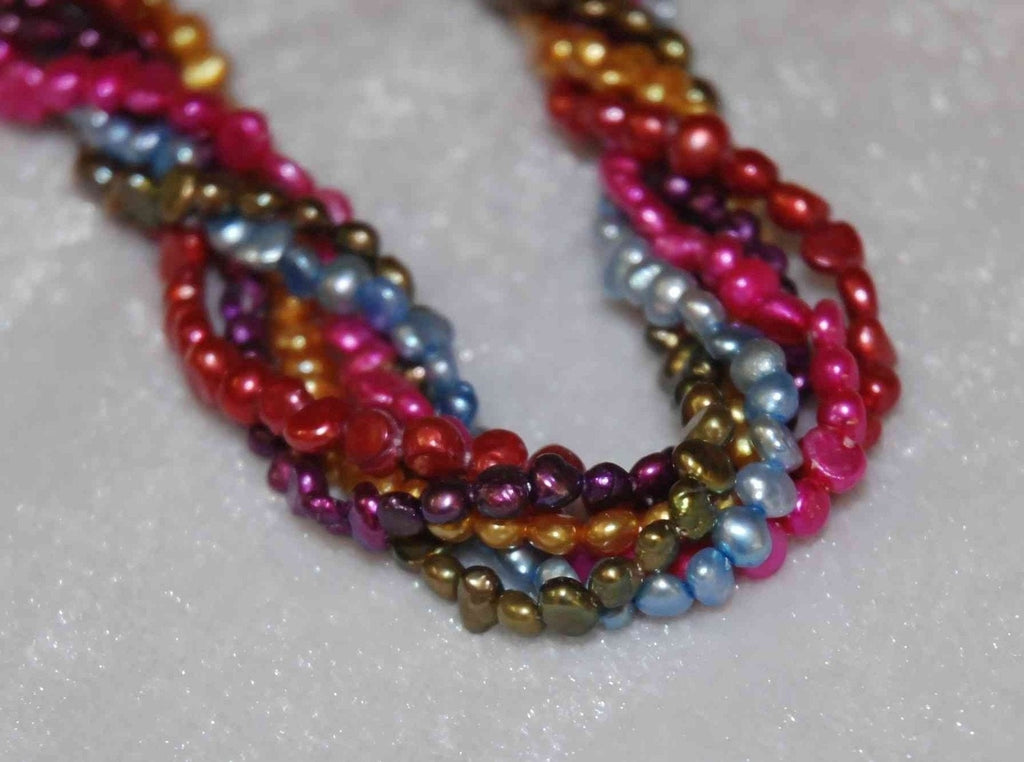 AAA 3-4mm Tiny Seed Corn Pearl, 15" full strand Freshwater Pearl 105 plus pc gold yellow loose pearl beads--#SD71004  New Arrival SALE