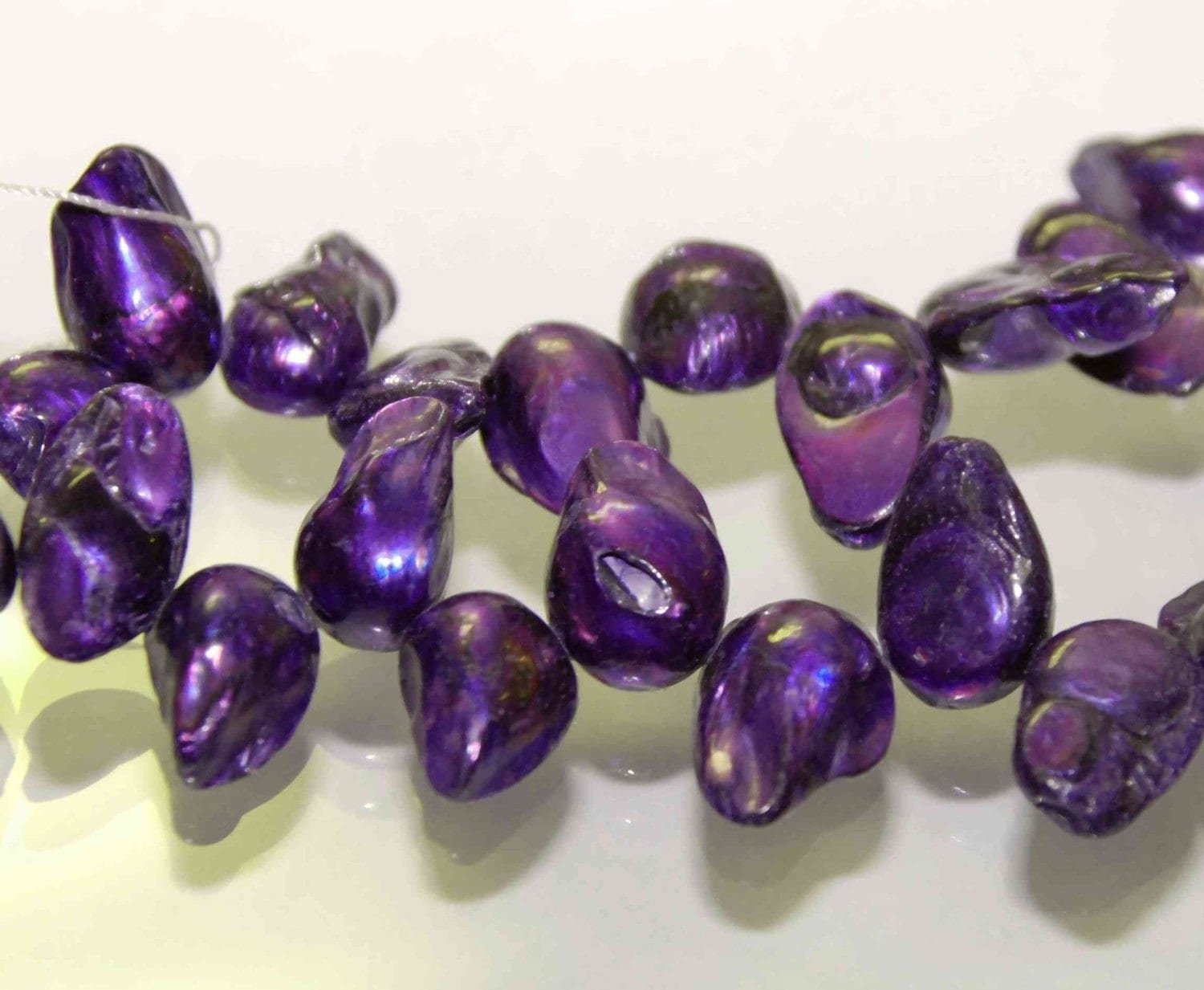 Teeth Biwa Dancing Baroque Pearl Freshwater Pearl Purple color------1 strand -----On Sale