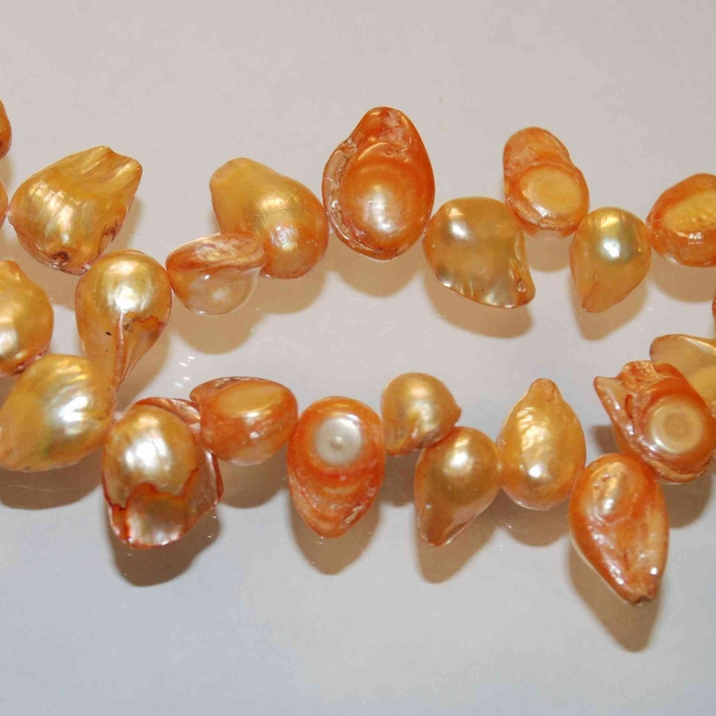 Teeth Biwa Dancing Baroque Freshwater Pearl Champagne Gold color pearl beads 15" full strand wholesale Promotion deal SALE