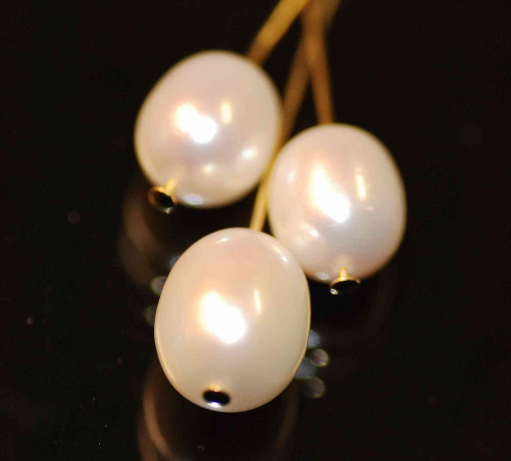 Rice Pearl Freshwater Pearl ivory white 10X12mm LARGE----matched earrings pendant set  B2005