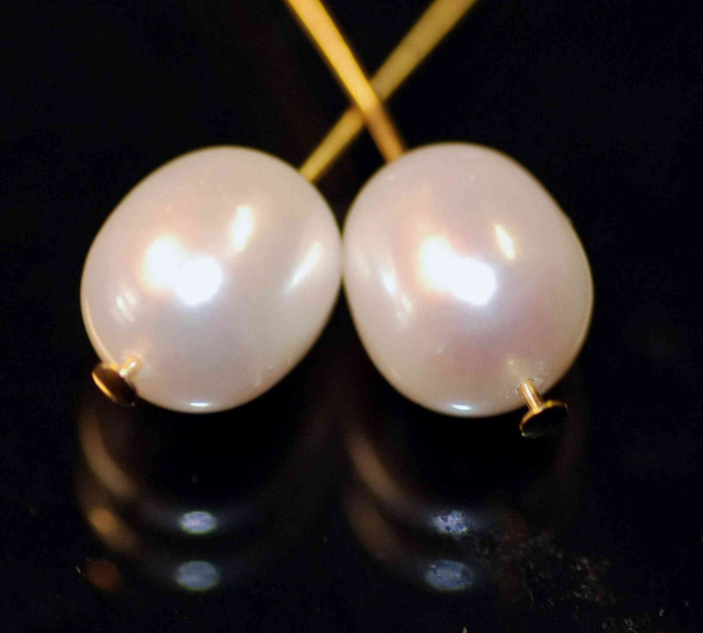 Rice Pearl Freshwater Pearl ivory white 10X12mm LARGE----matched earrings pendant set  B2005