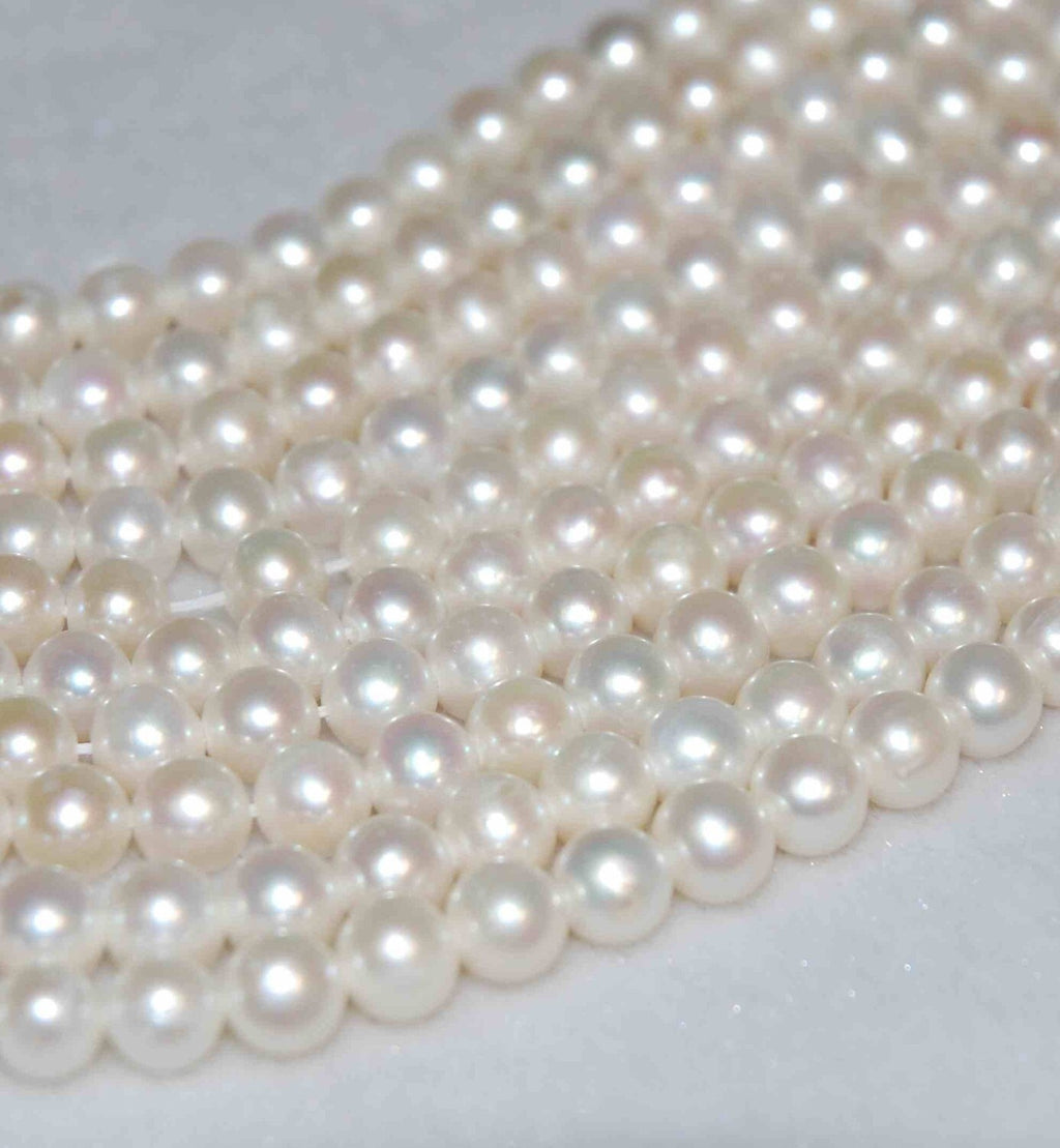 NEW AA+ 7-7.5mm Full Strand Natural ivory white, round off Freshwater Pearl- very Round potato 15.5 inch strand pearl beads---HOT deal