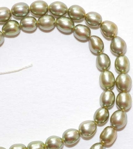 AAA 5-6mmX7-8mm Rice Pearl oval Freshwater Pearl vintage mint green pearl beads olive green 15.5" full Strand 70pc loose pearl beads