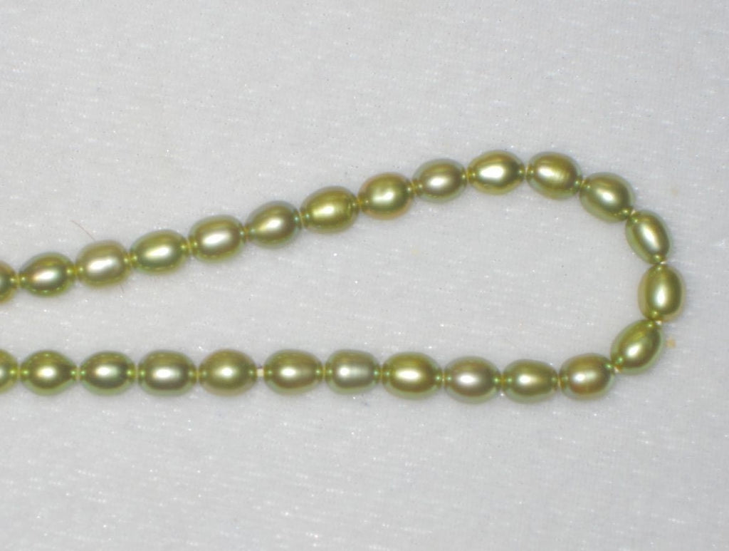 AAA 5-6mmX7-8mm Rice Pearl oval Freshwater Pearl vintage mint green pearl beads olive green 15.5" full Strand 70pc loose pearl beads