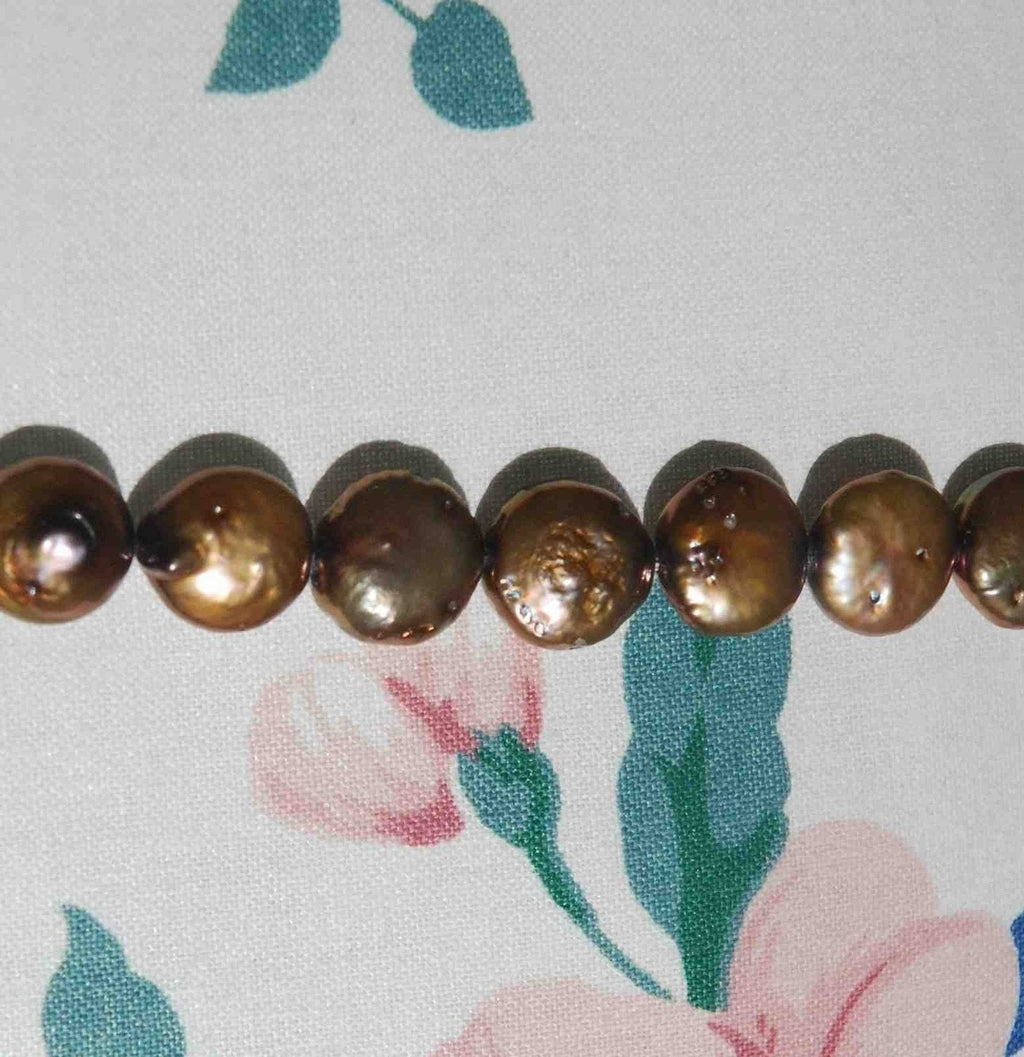 12-13mm Chocolate Brown Genuine Coin freshwater Pearl-----full strand 15.5"---New Bargin