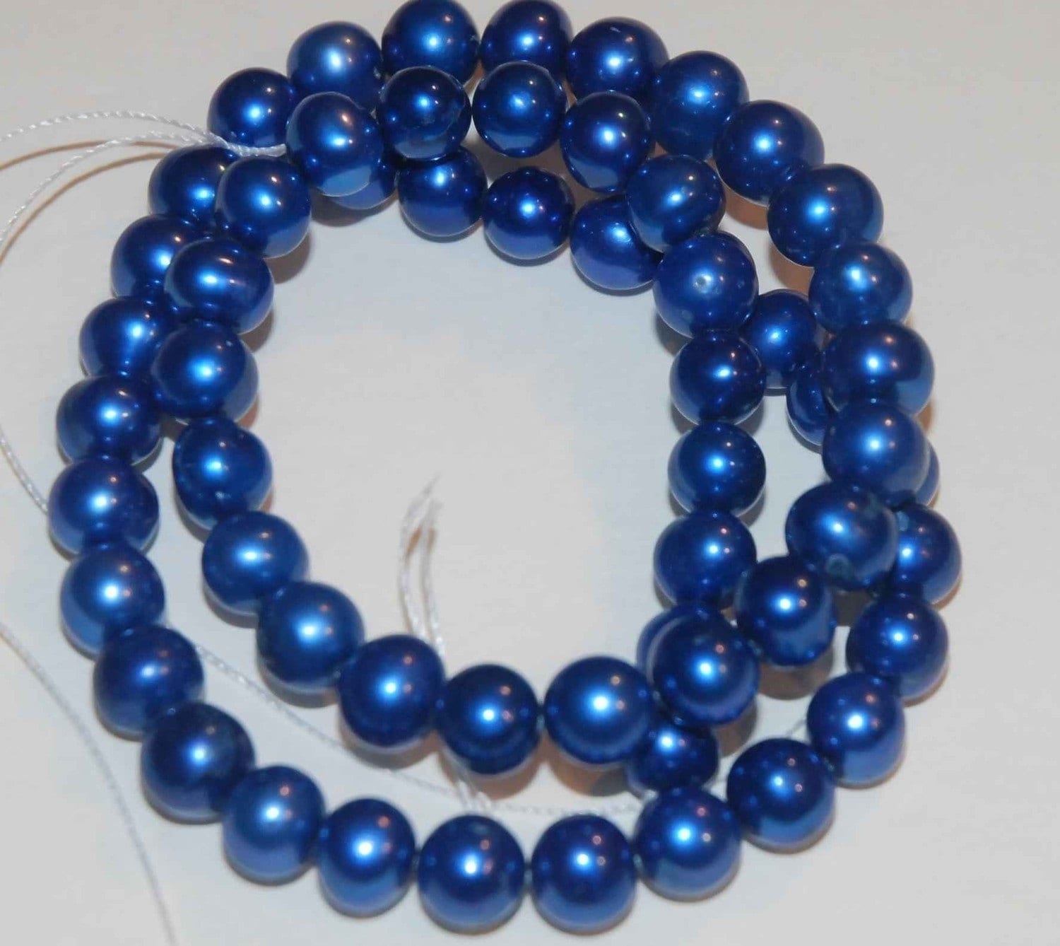 AA+ 7-7.5mm Full strand Bright Blue Genuine Freshwater Pear,l round potato pearl  15" 60+ pcs Pearl beads For Designer #RP1014S