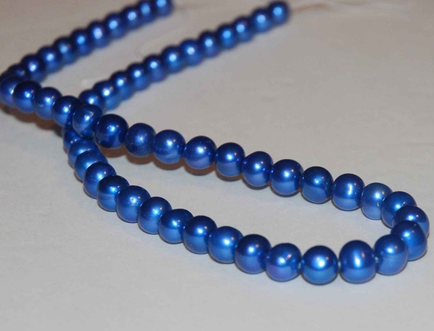 AA+ 7-7.5mm Full strand Bright Blue Genuine Freshwater Pear,l round potato pearl  15" 60+ pcs Pearl beads For Designer #RP1014S
