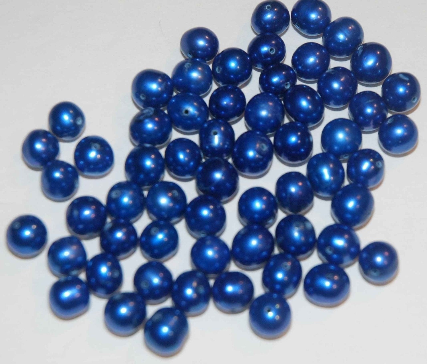 Stunning 7-7.5mm AA+ Freshwater Pearl Bright Blue Genuine Pearl round potato pearl short strand for designers--20 pcs #RP1014