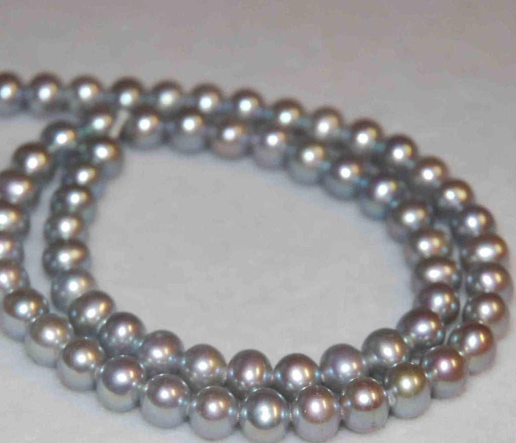 6-6.5mm AAA round potato pearl beads, luster Platinum Silver Genuine Freshwater Pearl 7" 15" strand pearl--32+ pcs loose pearl beads RA001ES