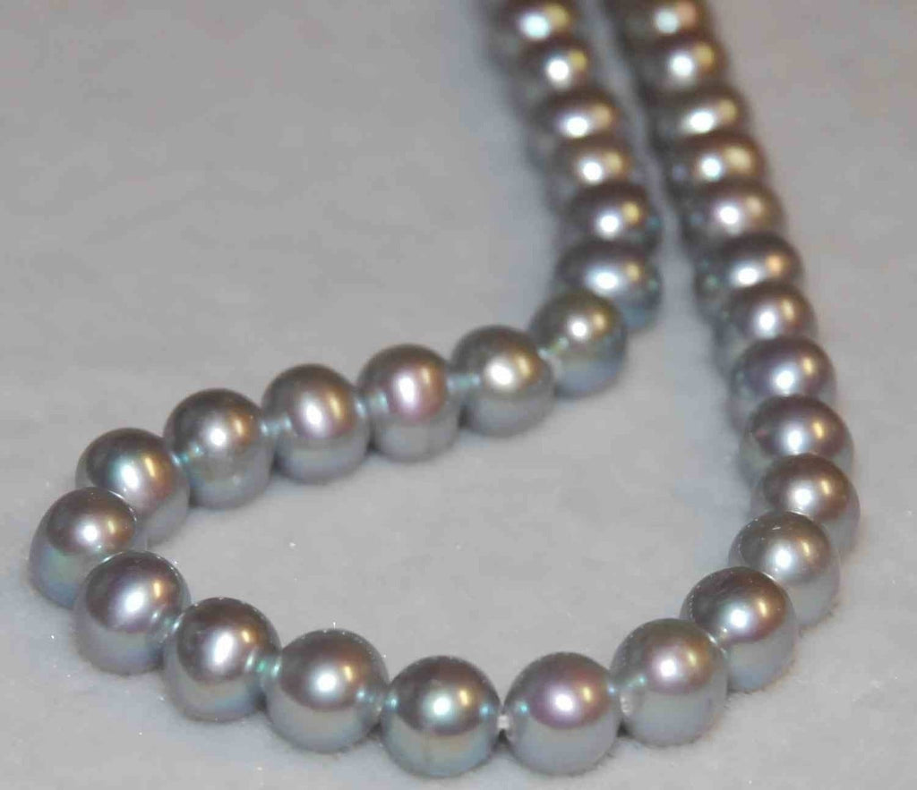 6-6.5mm AAA round potato pearl beads, luster Platinum Silver Genuine Freshwater Pearl 7" 15" strand pearl--32+ pcs loose pearl beads RA001ES