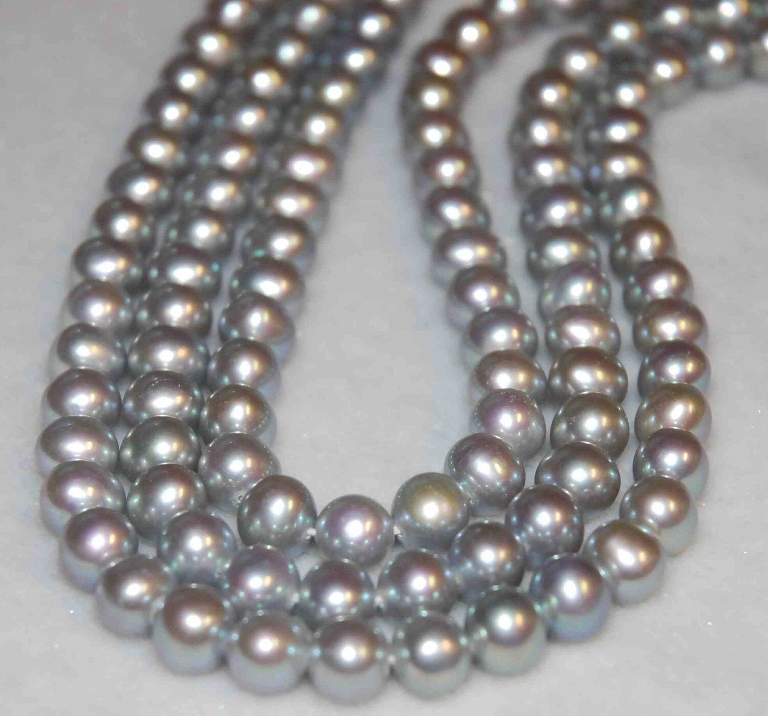 6-6.5mm AAA round potato pearl beads, luster Platinum Silver Genuine Freshwater Pearl 7" 15" strand pearl--32+ pcs loose pearl beads RA001ES
