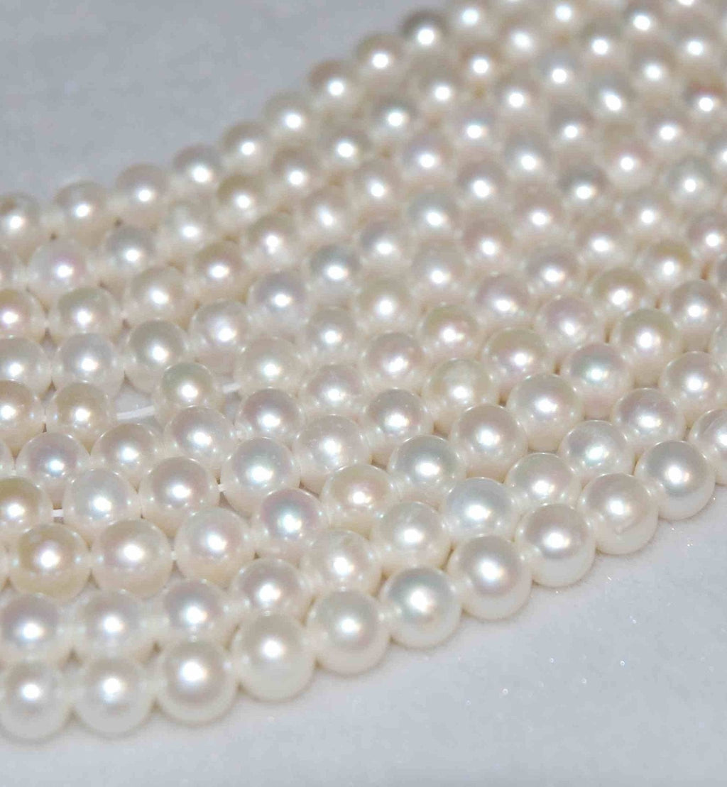 AA 7-7.5mm Round off  Pearl Natural Freshwater Pearl white ivory Round potato pearl-- 1 full strand 15.5"--HOT DEAL #Rs2002