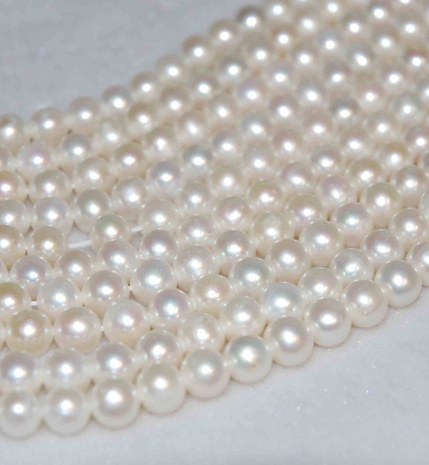 AA 7-7.5mm Round off  Pearl Natural Freshwater Pearl white ivory Round potato pearl-- 1 full strand 15.5"--HOT DEAL #Rs2002