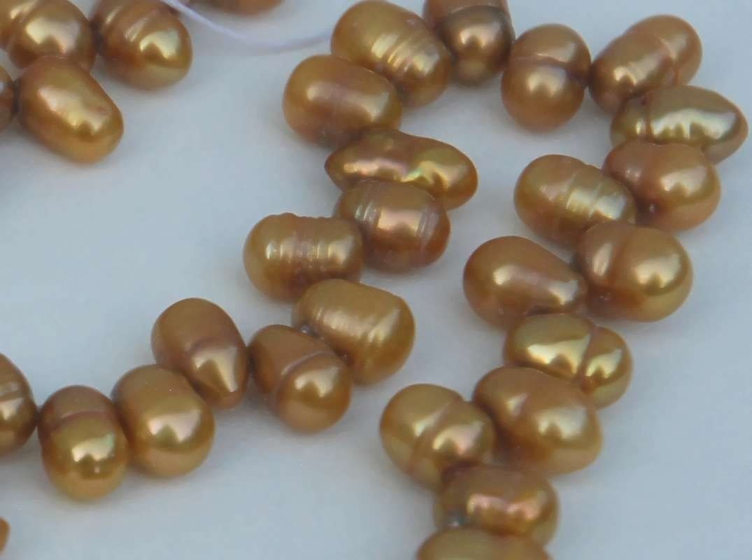 5X7mm Top Drilled Dancing Pearl Freshwater Pearl light brown briolette tear drop pearl beads full strand 15" 100+ pc loose pearl beads SALE