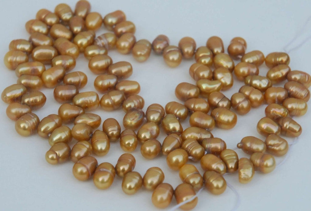 5X7mm Top Drilled Dancing Pearl Freshwater Pearl light brown briolette tear drop pearl beads full strand 15" 100+ pc loose pearl beads SALE