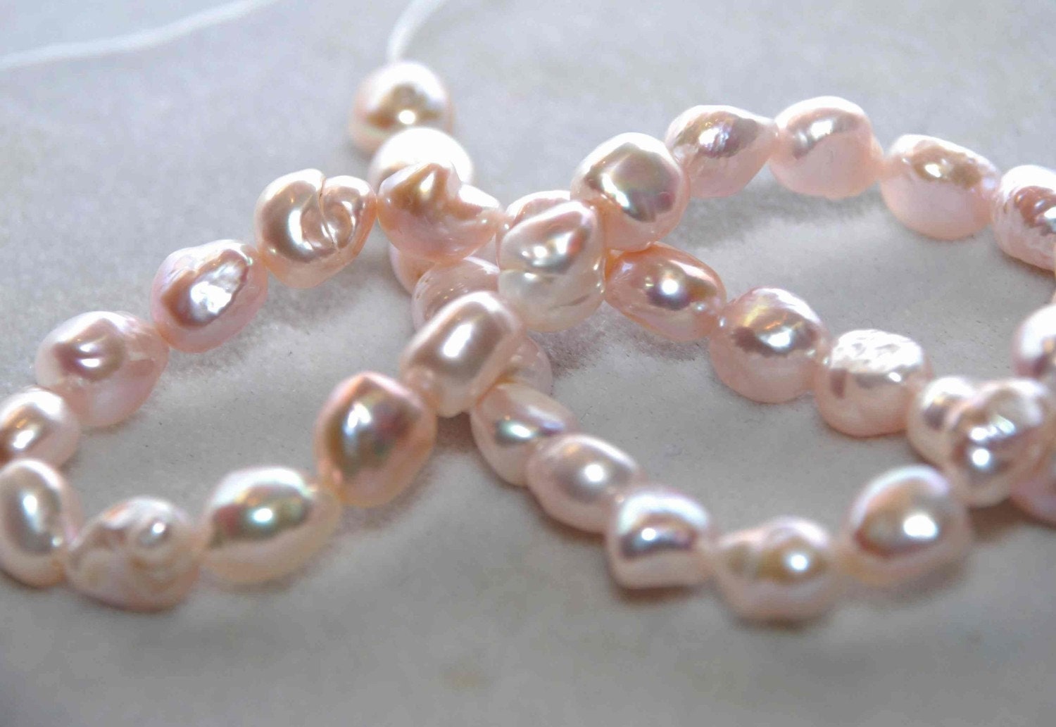 Freshwater Pearl Good Quality Natural Pink Baroque Pearl---half strand 9-11mm genuine pearl 7.5"---Sale