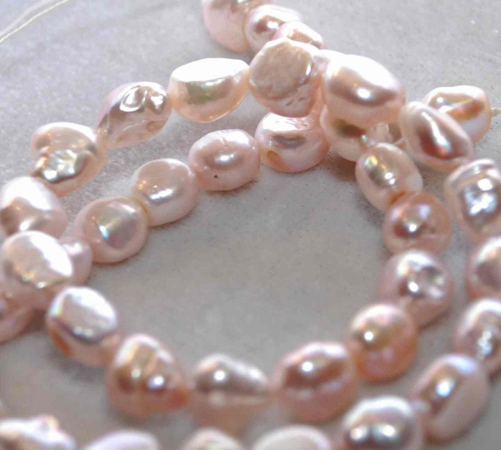 Freshwater Pearl Good Quality Natural Pink Baroque Pearl---half strand 9-11mm genuine pearl 7.5"---Sale