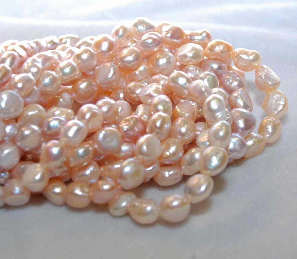 Freshwater Pearl Good Quality Natural Pink Baroque Pearl---half strand 9-11mm genuine pearl 7.5"---Sale