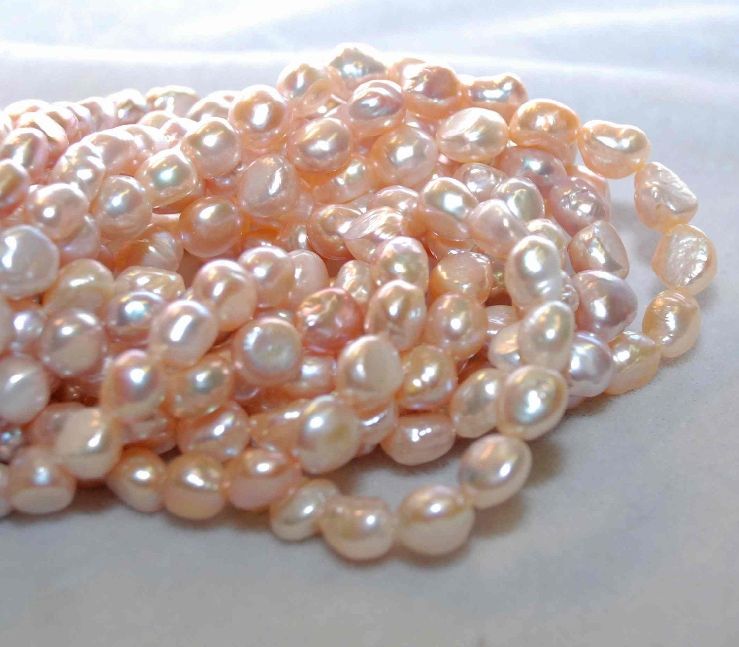 Freshwater Pearl Good Quality Natural Pink Baroque Pearl---half strand 9-11mm genuine pearl 7.5"---Sale