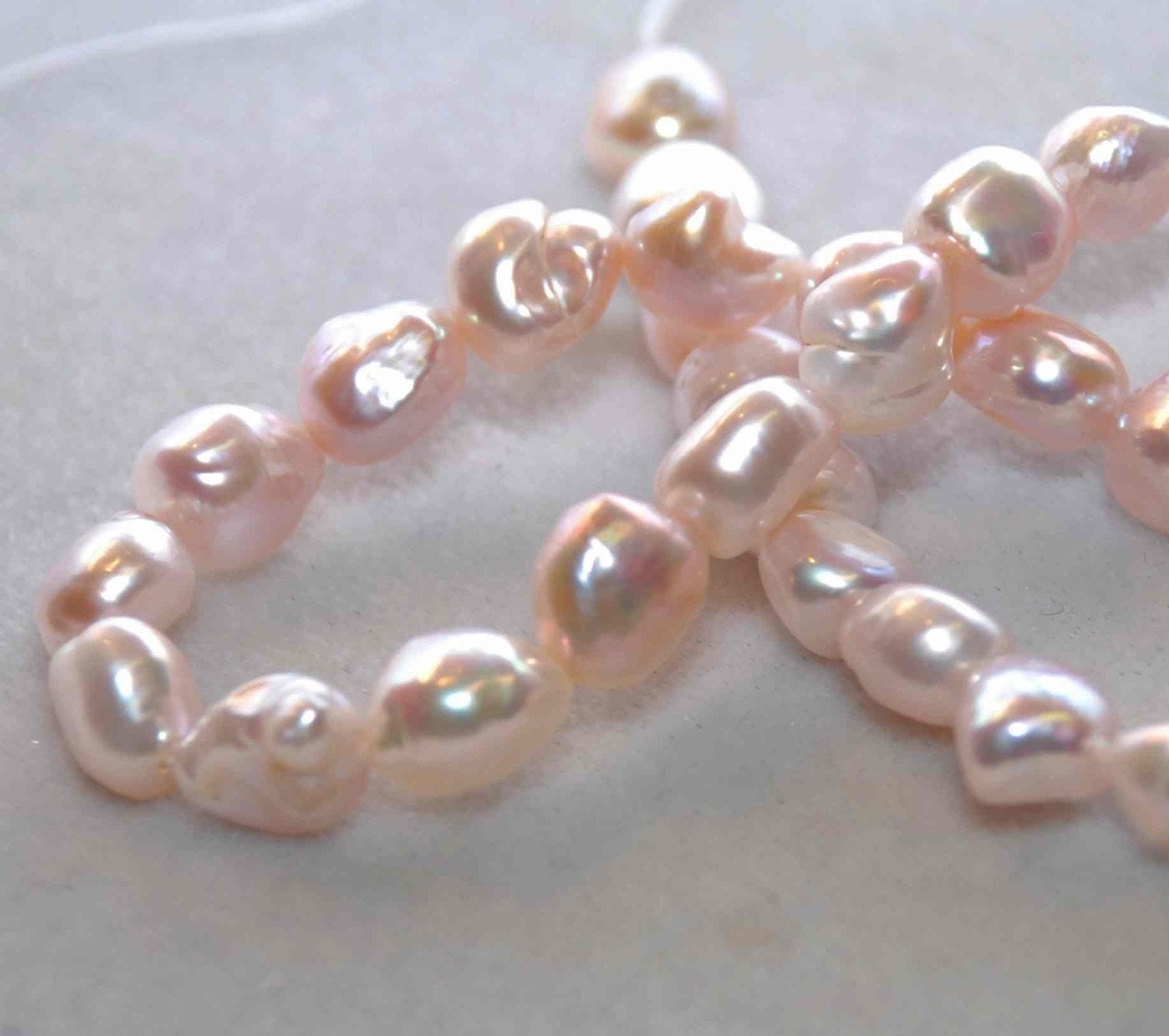 Freshwater Pearl Good Quality Natural Pink Baroque Pearl---half strand 9-11mm genuine pearl 7.5"---Sale