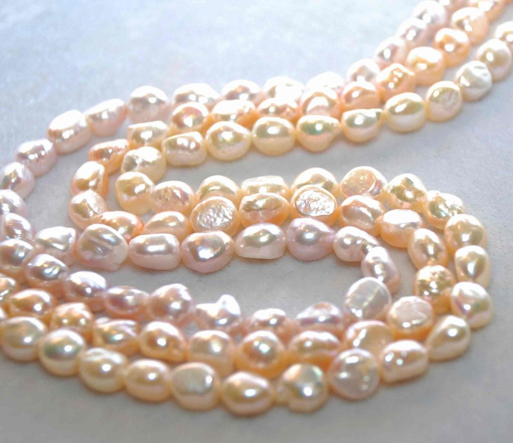 Freshwater Pearl Good Quality Natural Pink Baroque Pearl---half strand 9-11mm genuine pearl 7.5"---Sale