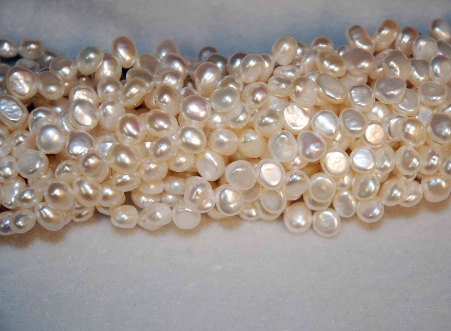 Corn Pearl Dancing Pearl Freshwater Pearl white ivory 7-8mm ON SALE----16'' full strand-----  Wholesale promotion