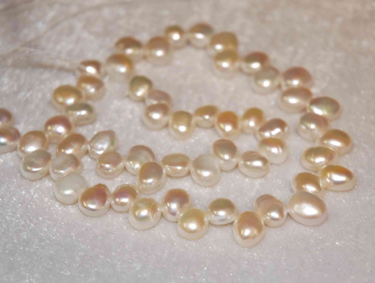 Corn Pearl Dancing Pearl Freshwater Pearl white ivory color 7-8mm Batch SALE---3 full strand 16 inches----Wholesale promotion