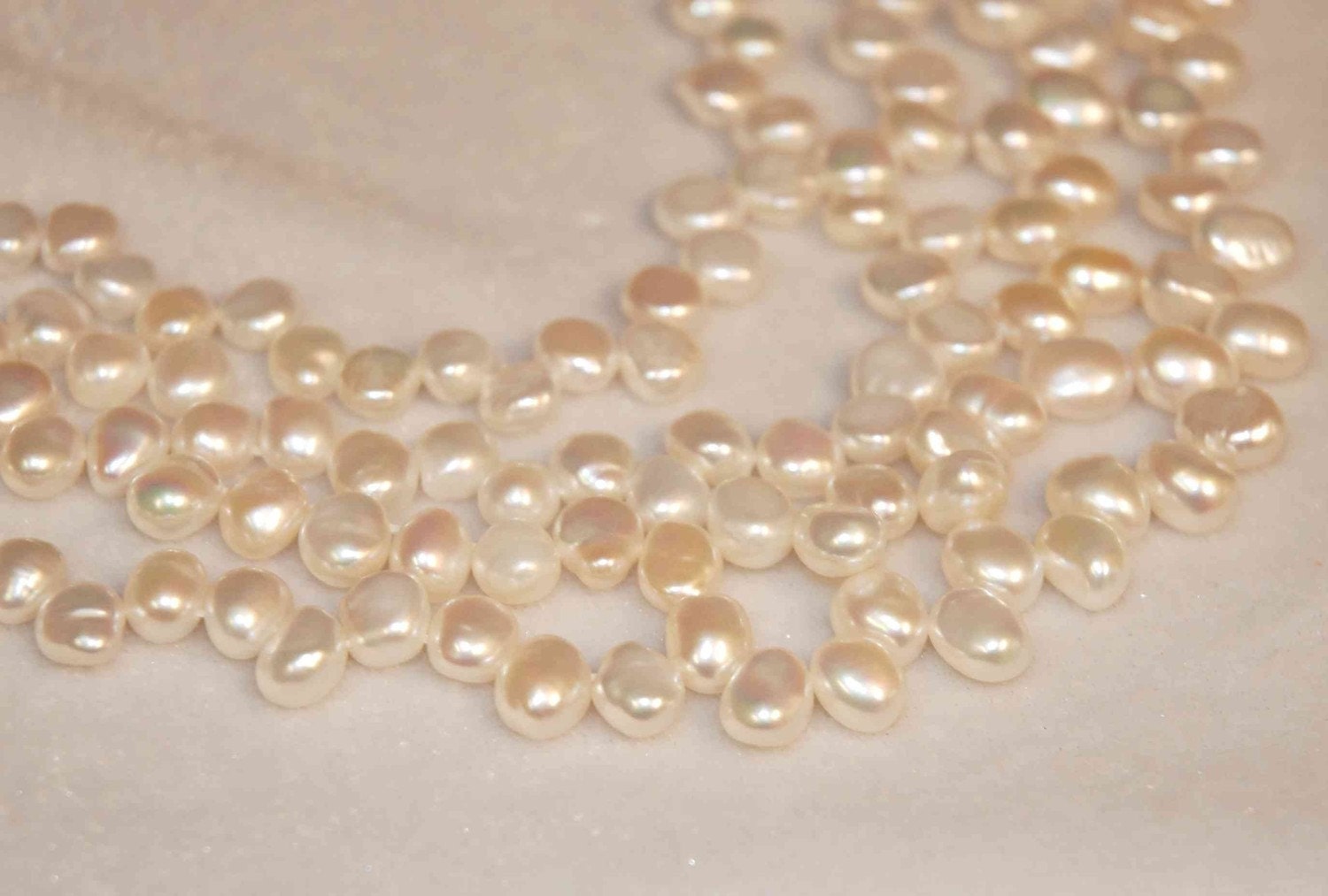 Corn Pearl Dancing Pearl Freshwater Pearl white ivory color 7-8mm Batch SALE---3 full strand 16 inches----Wholesale promotion