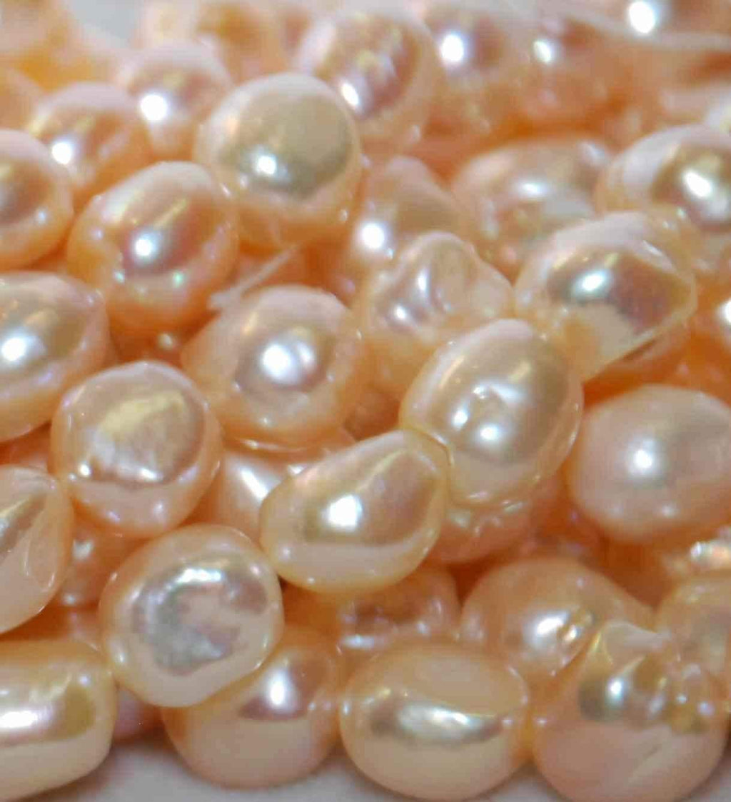16" strand AA+ 9-10mmX12-14mm big Baroque nugget Pearl, luster Natural Peach champagne pink color genuine freshwater pearl beads -Sale
