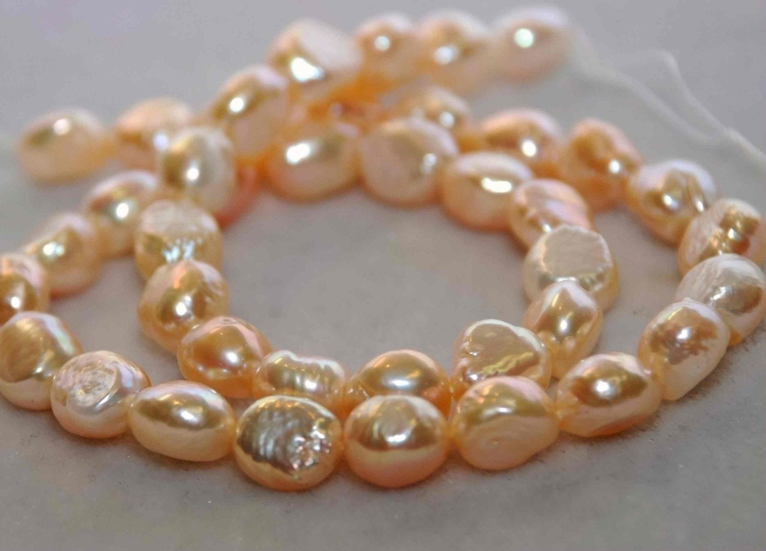 AA+ 9-11mm Baroque freshwater Pearl, Natural Peach champagne pink color genuine pearl beads ---half strand genuine pearl---Sale