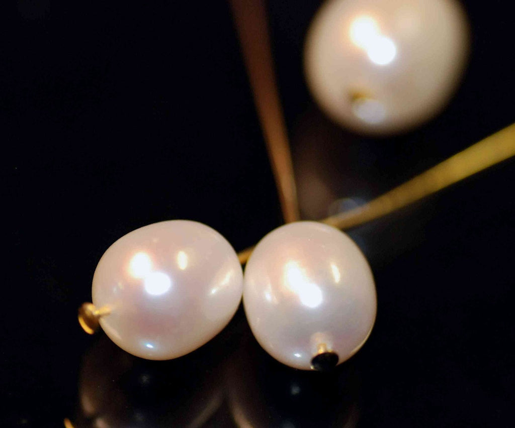 LARGE 10X12MM Ivory White genuine Rice Pearls---matched earrings pendant set---OVER Value new SALE